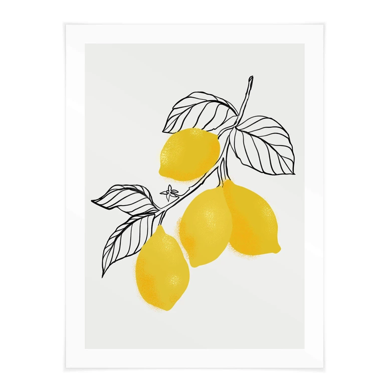 Poster Blursbyai - Illustration eines Zitronenzweiges 