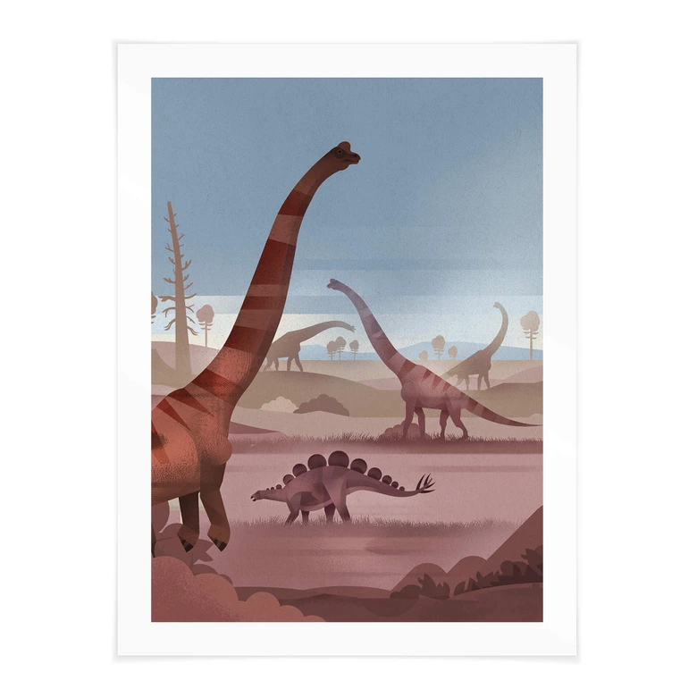 Poster Im Land der Dinosaurier - Braun 