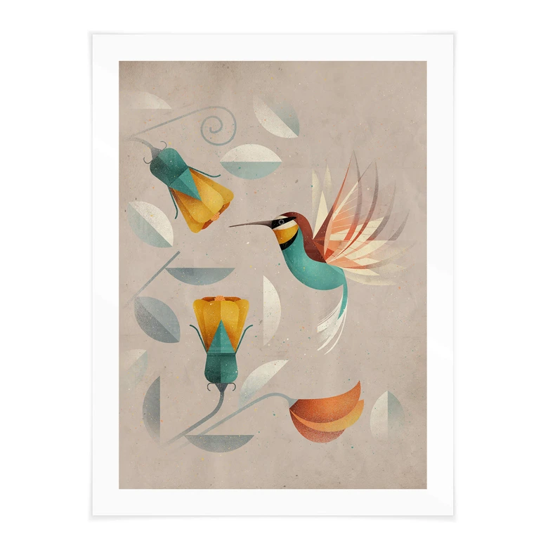 Poster Abstrakt - Kolibri - Braun 