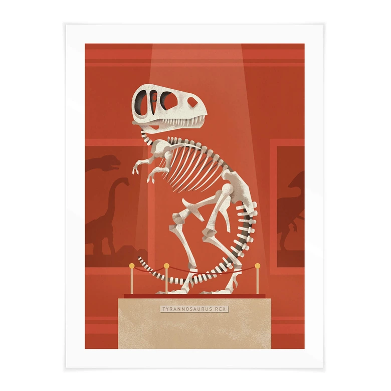 Poster Kinderzimmer - T-Rex Skelett - Braun 
