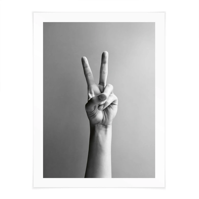 Schwarz-Weiß Poster | Victory Hand - Zeichen des Friedens und Sieges - Bühler 
