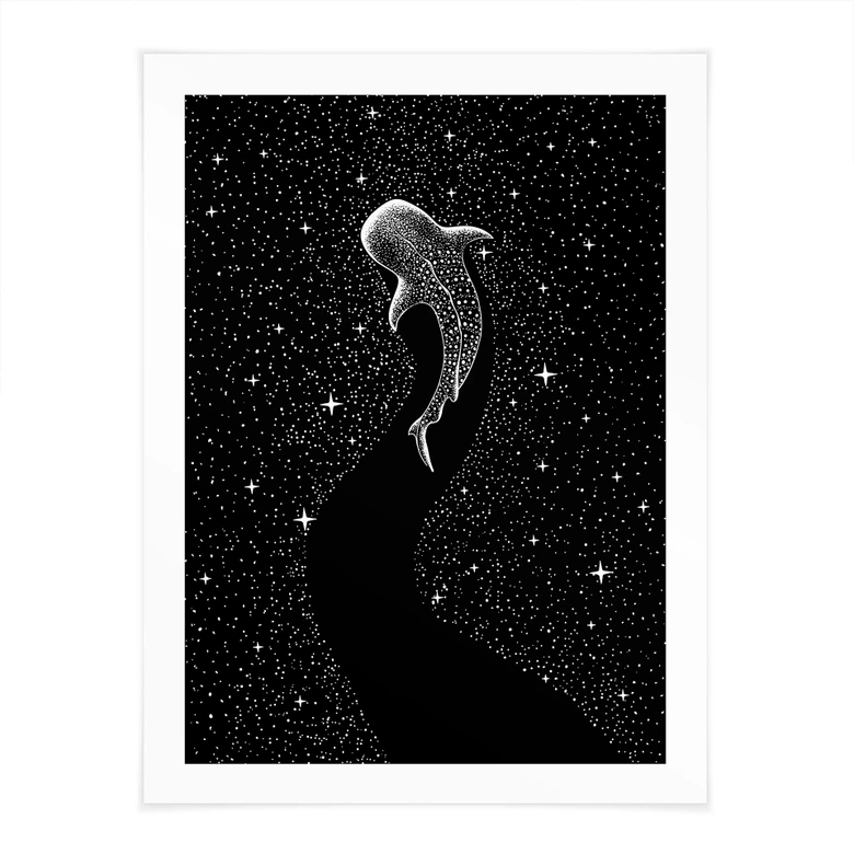 Póster Tiburón ballena en el océano de las estrellas - Cakir 