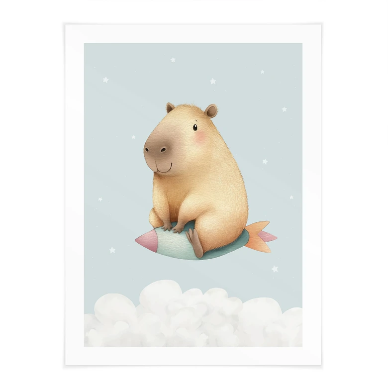 Poster enfant Capybara dans l'espace - Rêve d'étoile 