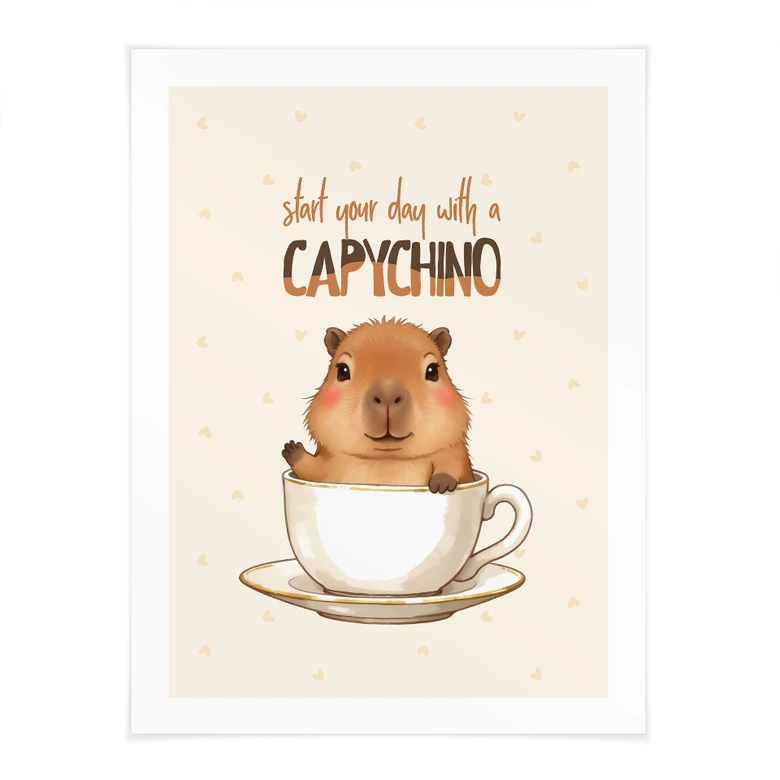 Sägande poster Capybara i kaffe - Capychino 