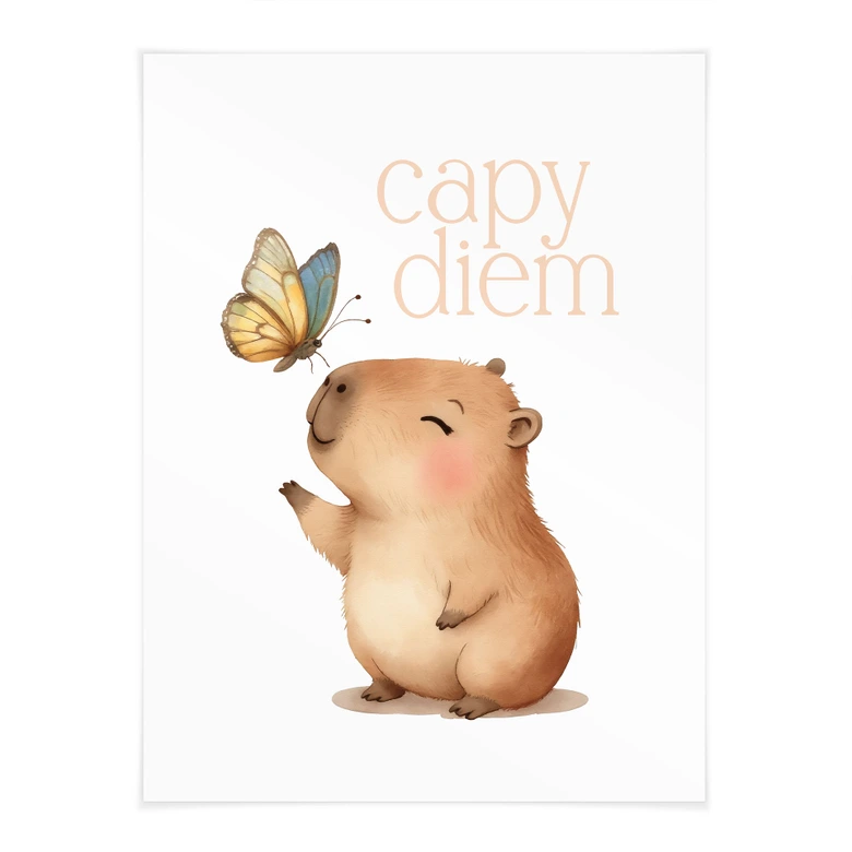 Poster för barnrummet - Lodjur med fjäril - Capy Diem 
