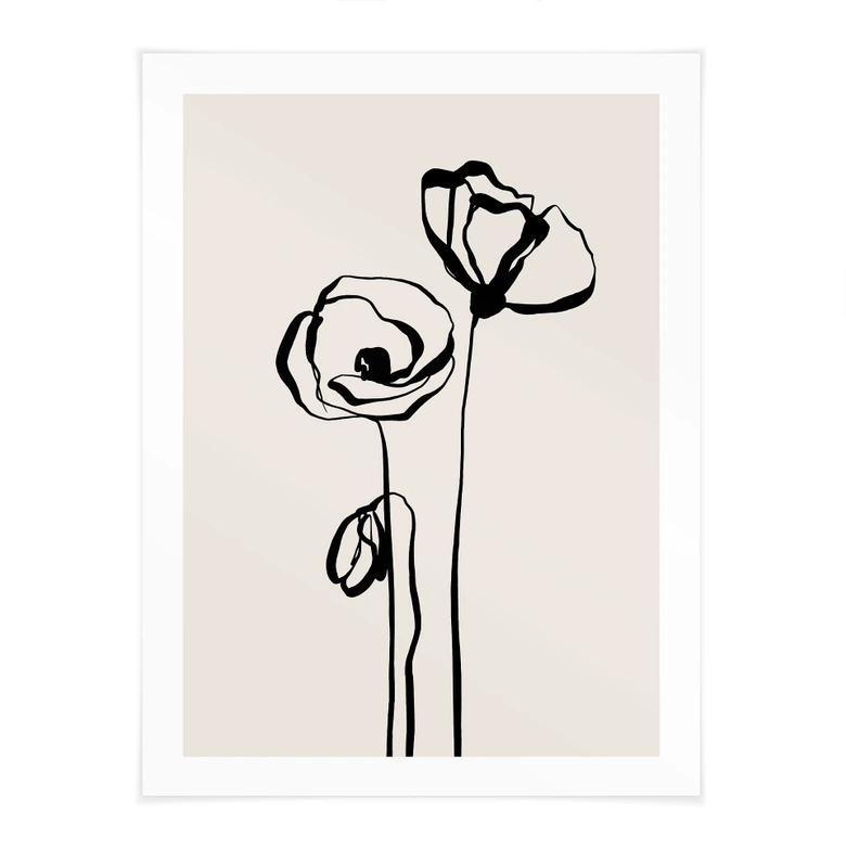 Poster Line Art Zwei Mohnblumen - Cats & Dotz 