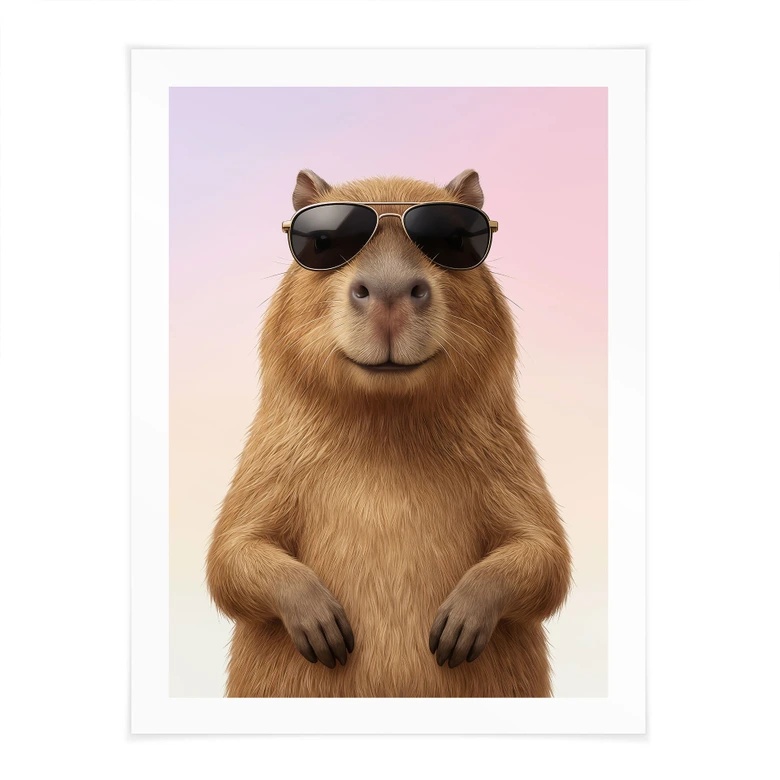 Poster Coole capibara met zonnebril 