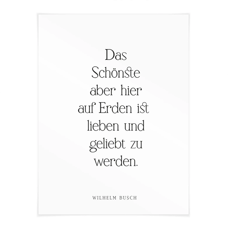 Poster Das Schönste auf Erden | Liebeszitat für das Wohnzimmer 