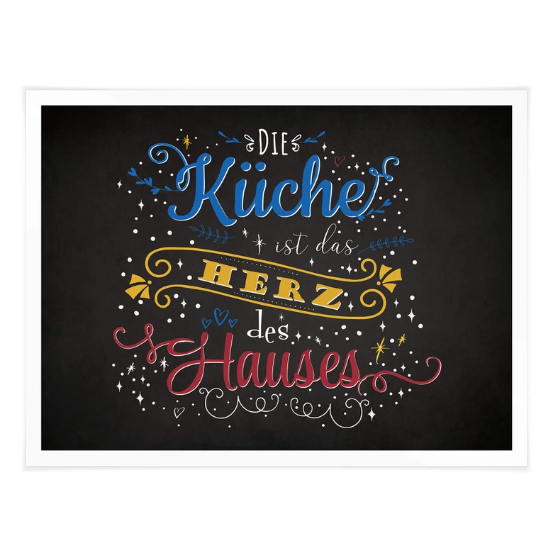 Poster Die Küche ist das Herz des Hauses - dunkel 