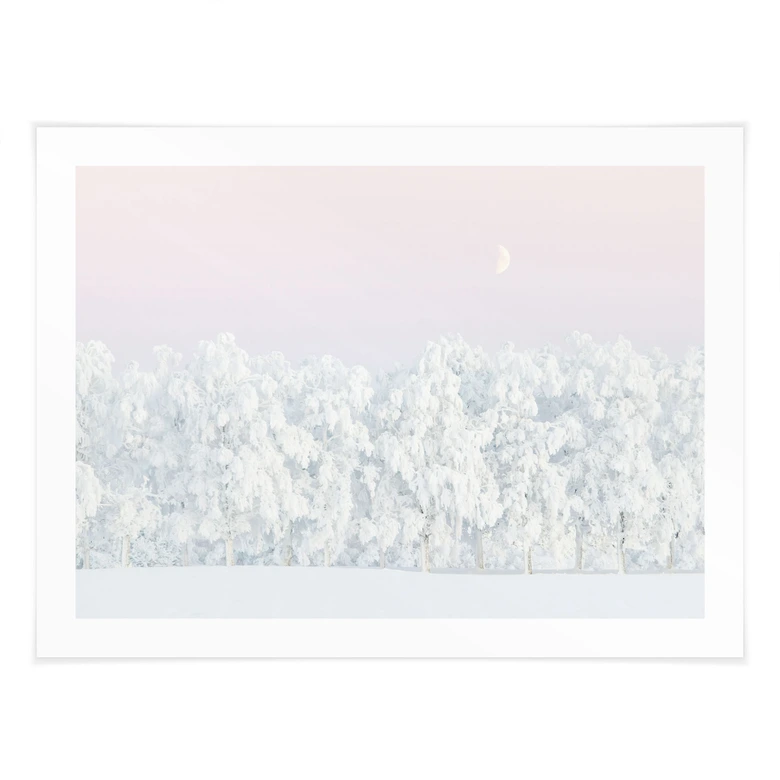 Waldposter Verschneiter Winterwald mit Mond - EMELIEmaria 