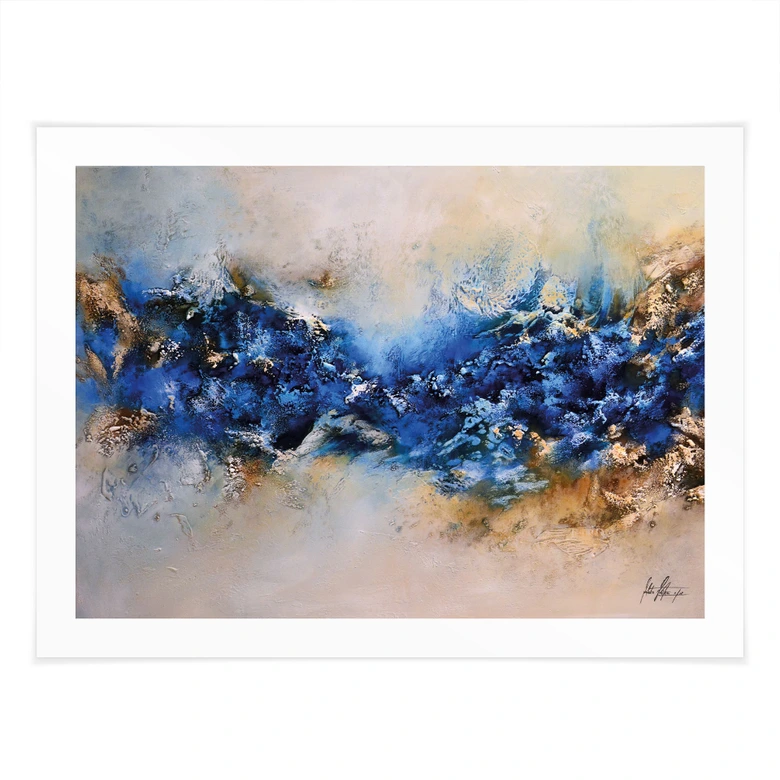 Poster Blau-goldene Interaktion - Fedrau 