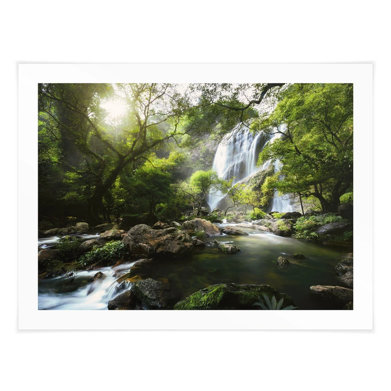 Poster Wasserfall im Wald - Naturfotografie - Foto 