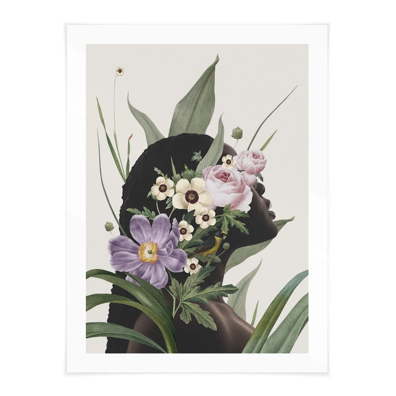 Poster Frida Floral Studio - Frauensilhouette mit Lila Blumen 