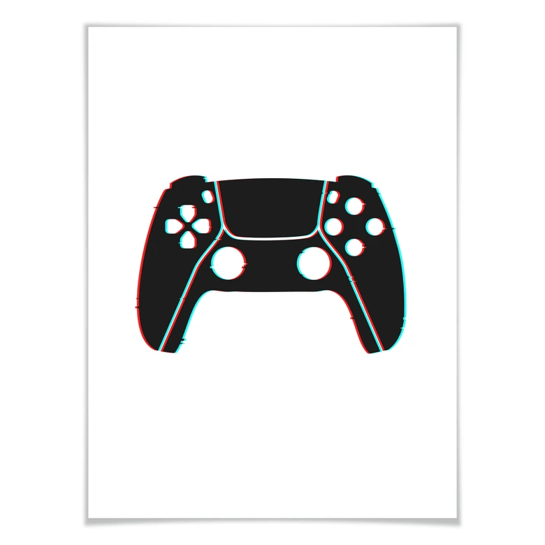 Poster Gaming Controller - Effet glitch 