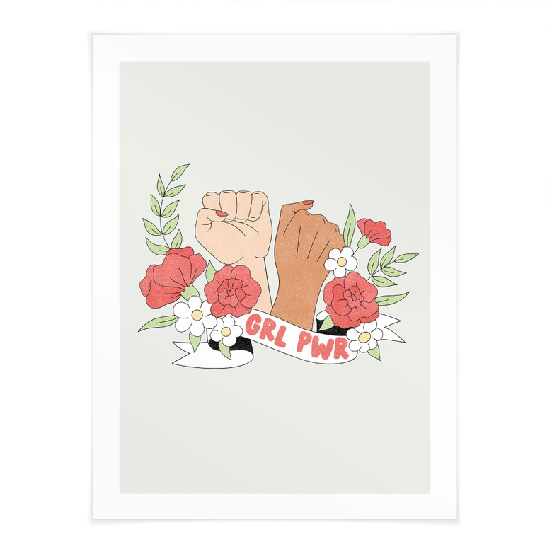 Poster Girl Power Blumen Statement 