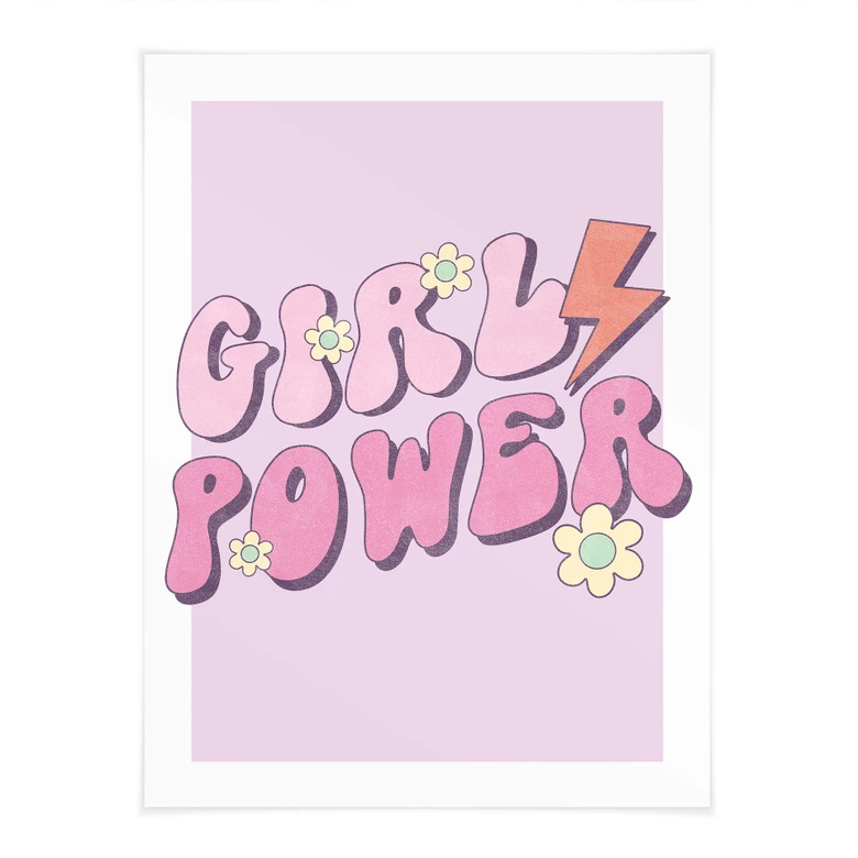 Typografie Poster Girl Power Retro Schriftzug Lila 