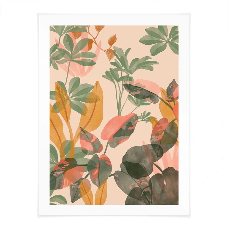 Poster Garten mit tropischen Pflanzen - Goed Blauw 