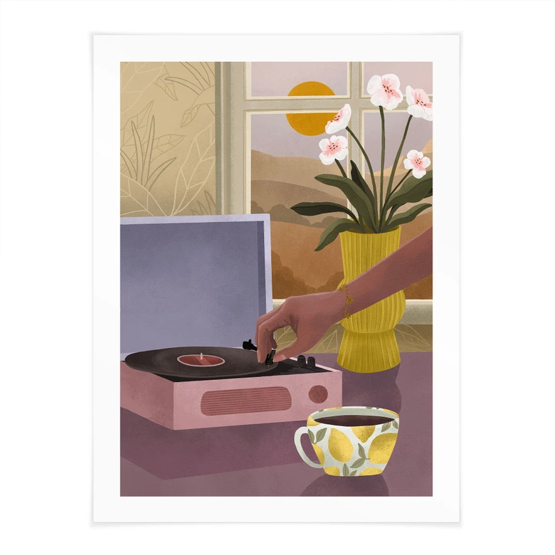 Plakat kaffepause med yndlingsplade - Goed Blauw 
