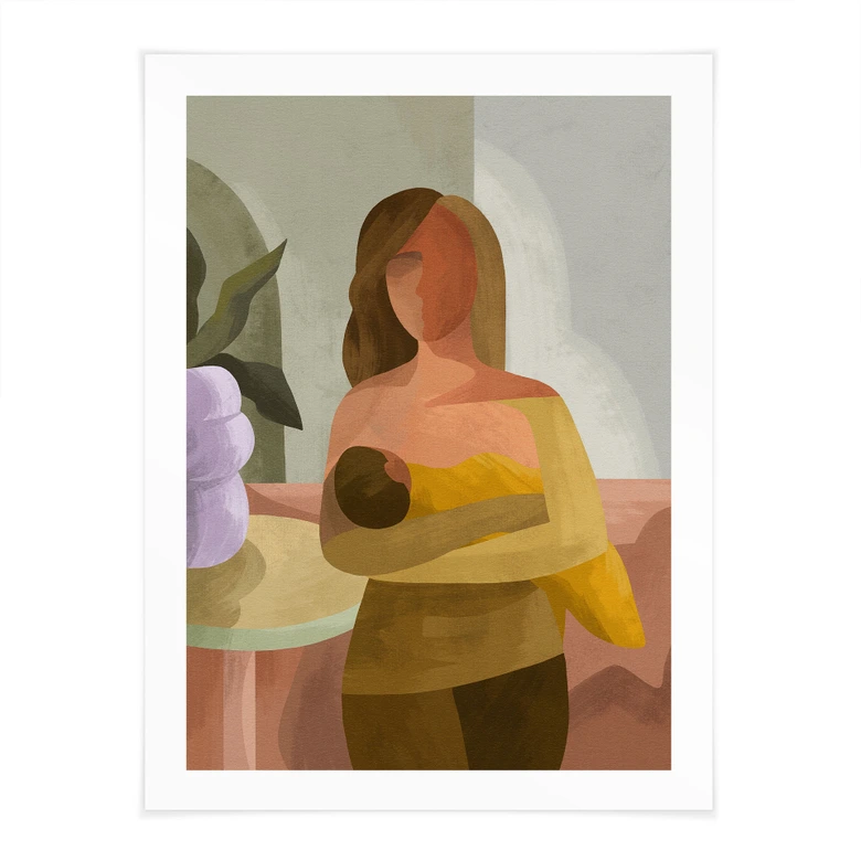 Poster Starke Mutter mit Kind - Goed Blauw 
