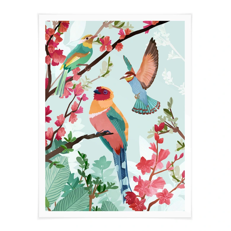 Póster Goed Blauw - Pájaros en verano 