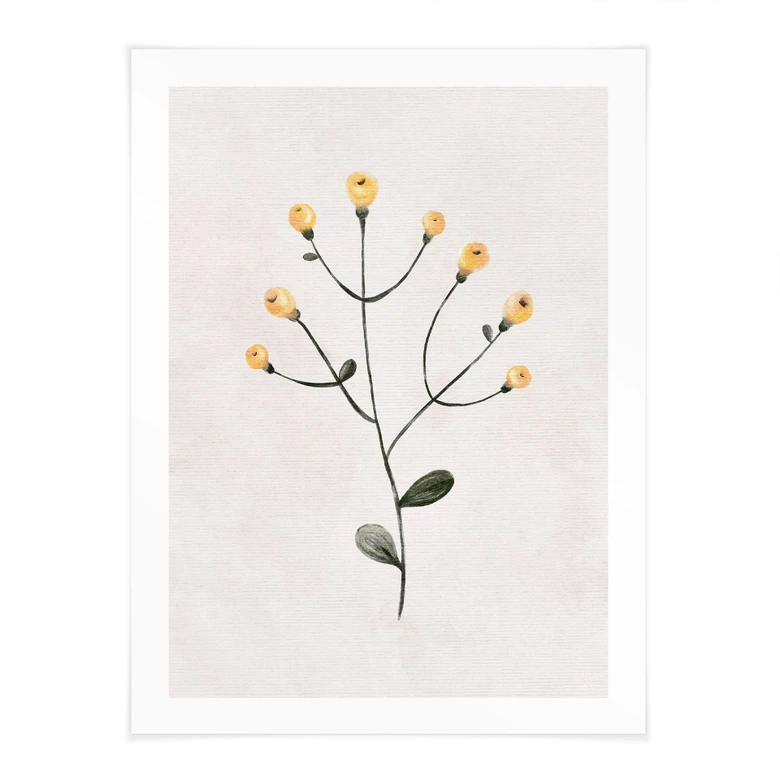 Poster Zarte Pflanze mit gelben Blüten - Goed Blauw 