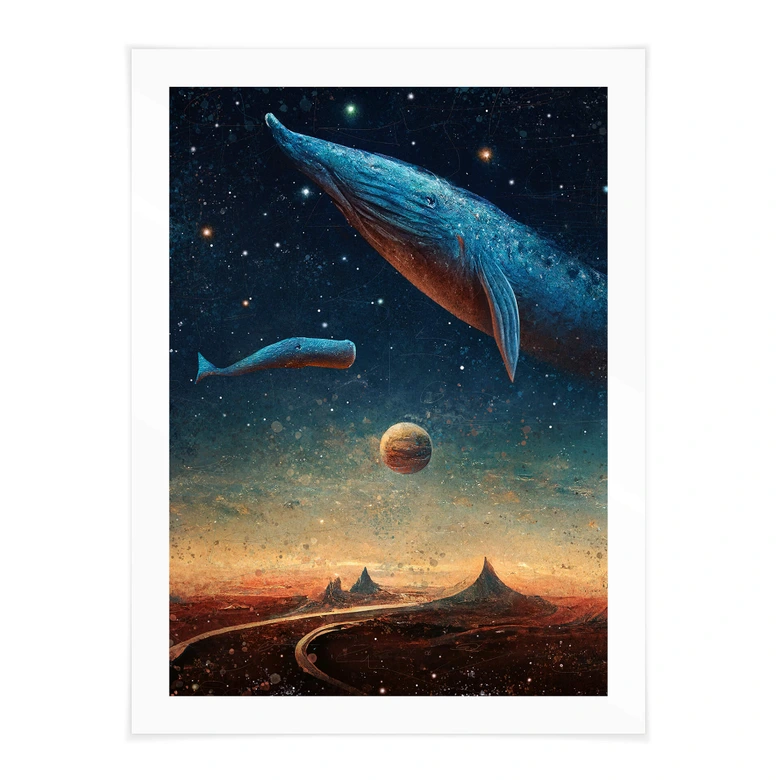 Poster Heine - Zwei Wale im Weltall - Astro Cruise 