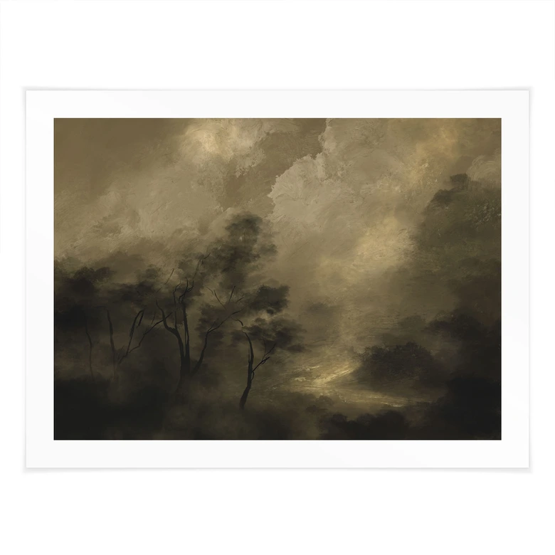 Poster Bäume im Nebel der Dämmerung - Hobday 