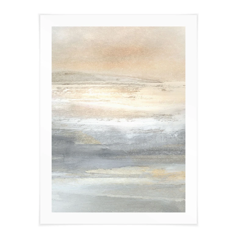 Poster Gold-graue Landschaft aus Pinselstrichen - Hobday 