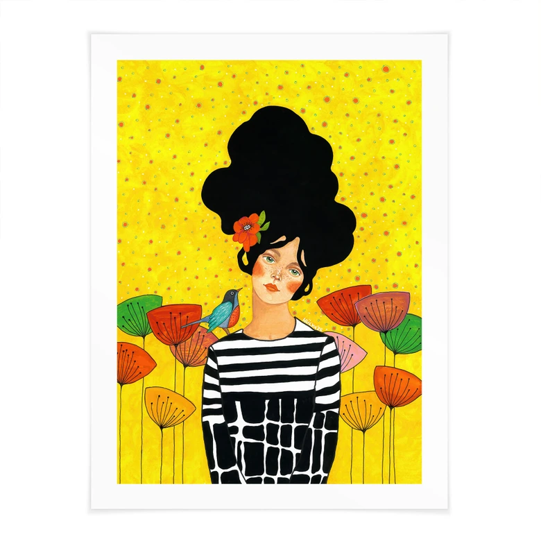 Poster Porträt Frau - Blumenmädchen im Sommergarten - Hülya 