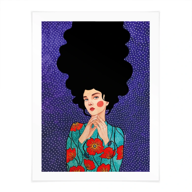 Poster Frau im Mohnblumenkleid - Hülya 