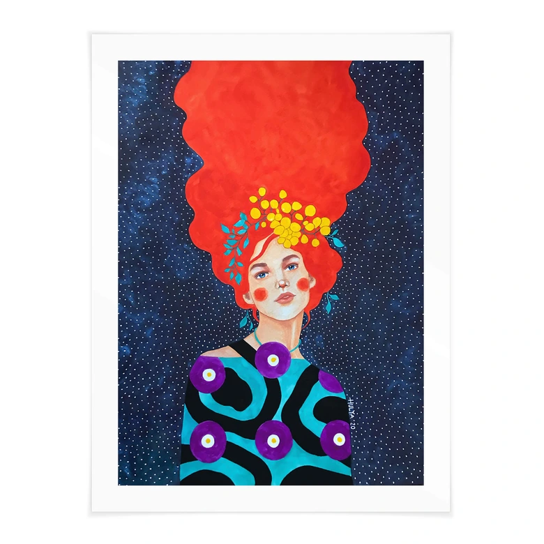 Poster Frau mit Blütenkranz im Haar - Hülya 