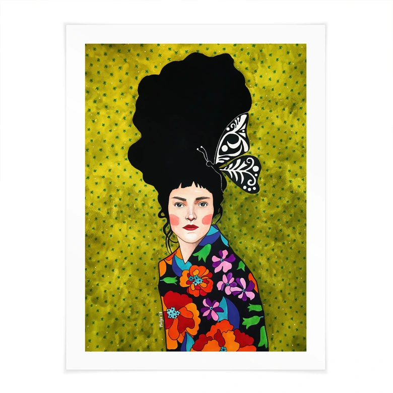 Poster Frau mit Schmetterling im Haar - Hülya 