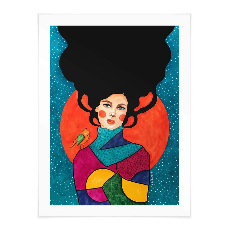 Poster kvinna framför röd måne - Hülya 