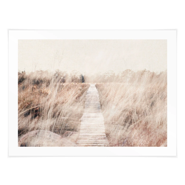 Poster Drömlandskap med gångbro i trä - Fantasifullt 