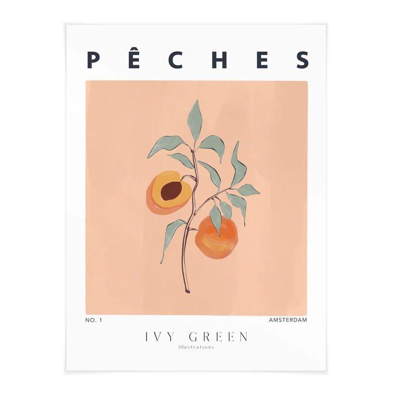 Poster Saftige Pfirsiche - Ivy Green Illustration 