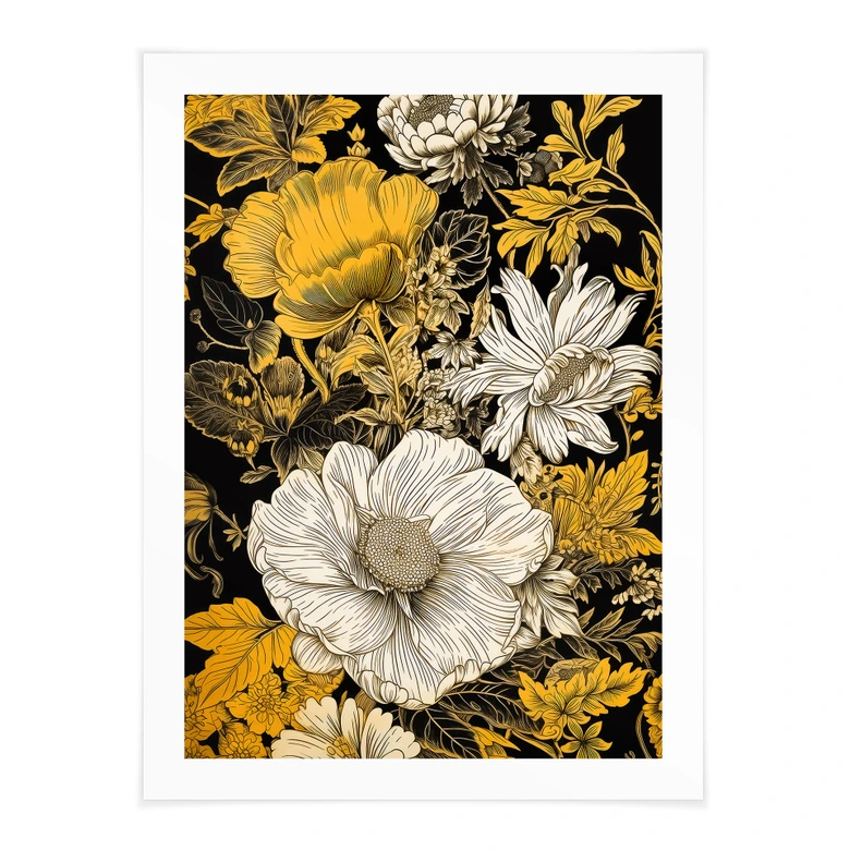 Blumen Poster - Blütenpracht in Ocker - Jaszke 