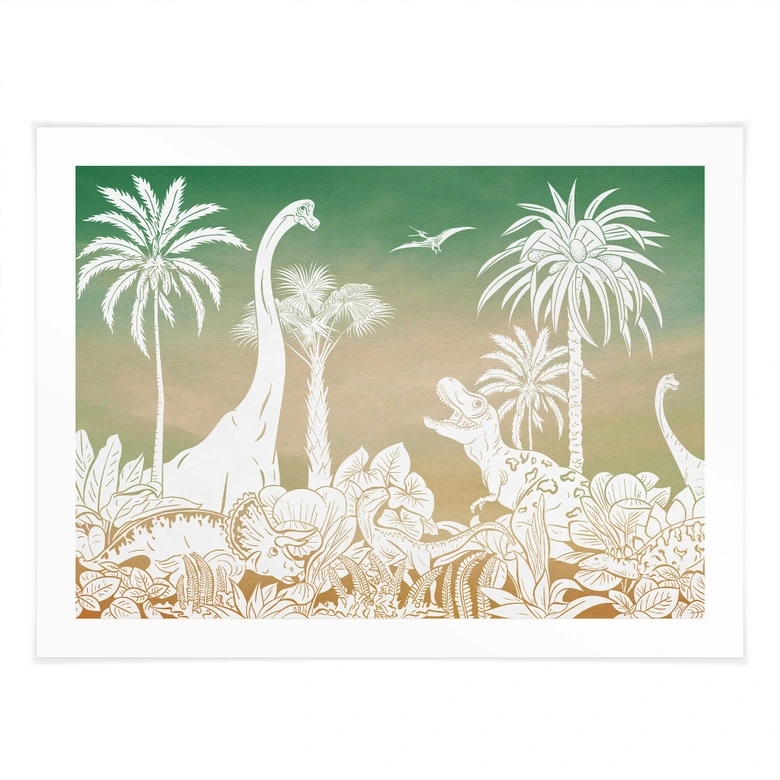 Poster Abenteuerreise zu den Dinosauriern - Ombre - Kikki Belle 
