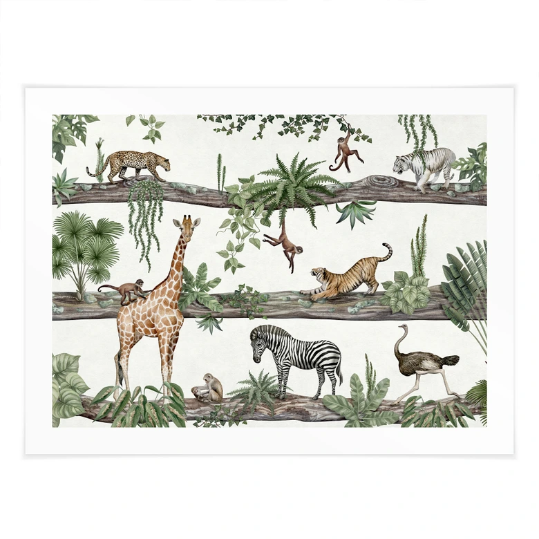 Poster fürs Kindzimmer - Afrikanische Tiere im Dschungel - Kikki Belle 