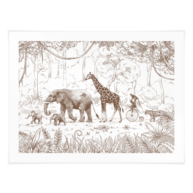 Plakat z paradą w dżungli ze zwierzętami - Kikki Belle 