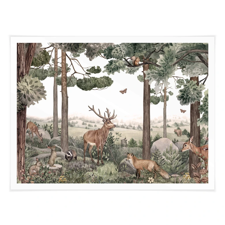 Plakat Kikki Belle - Rodzime zwierzęta w lesie 