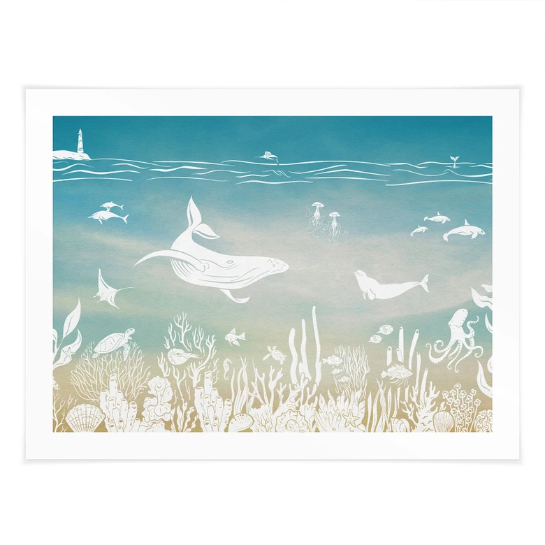 Póster mundo submarino paraíso - Ombre - Kikki Belle 