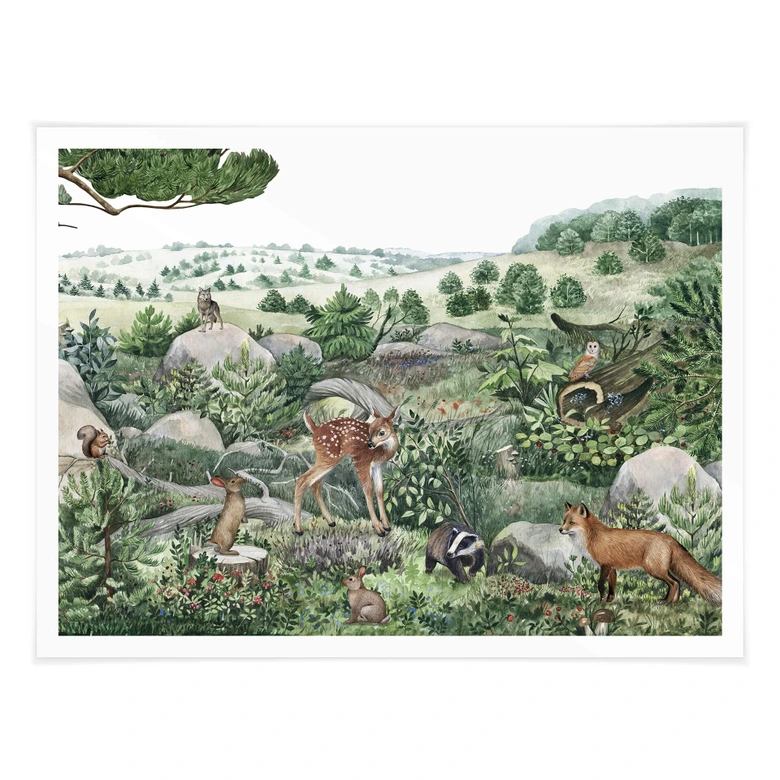 Poster Kikki Belle - balade en forêt 