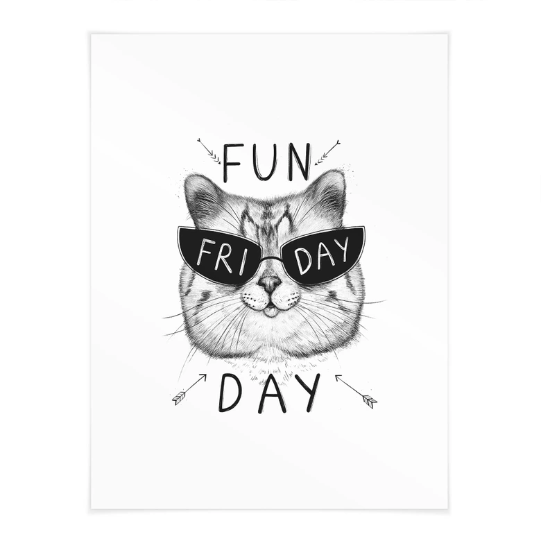 Póster gato con gafas de sol - Fun Friday Cat - Korenkova 