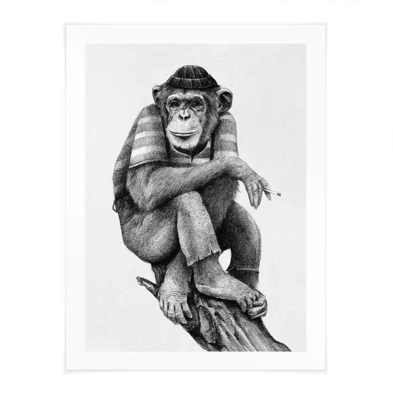 Poster Streetstyle Affe mit Zigarette - Koubou 