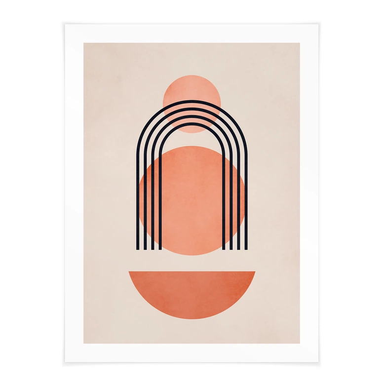 Poster Abstrakte Geometrie in Pfirsichfarben - Kubistika 