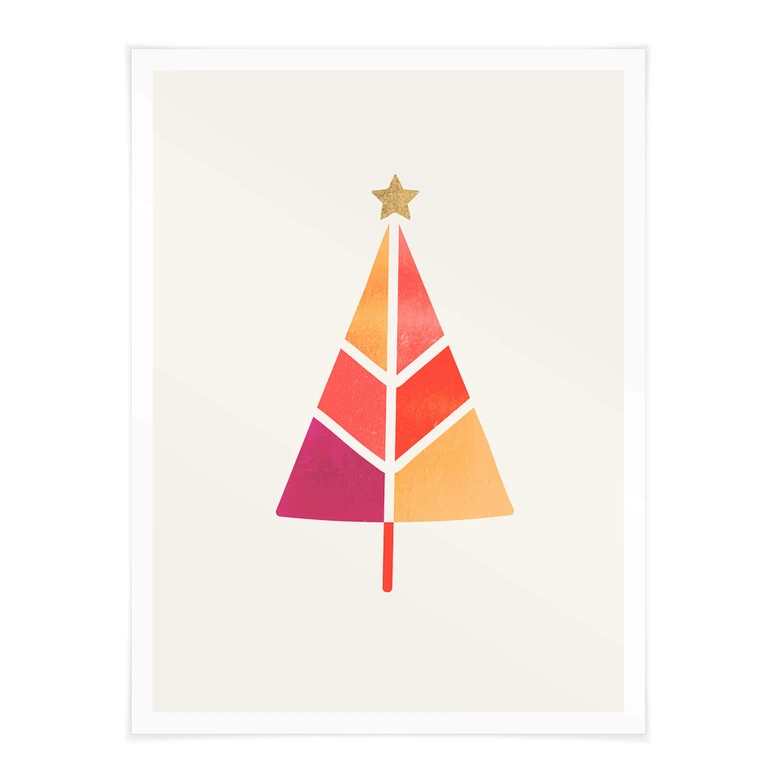 Poster Kubistika - Bunter Weihnachtsbaum 