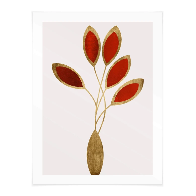 Plakat Kubistika - Cinco Red Gold 