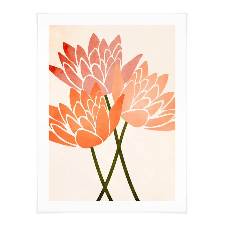 Poster Farbenfrohe Lotusblumen - Kubistika 