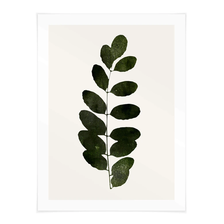Póster Kubistika - Hojas verdes 