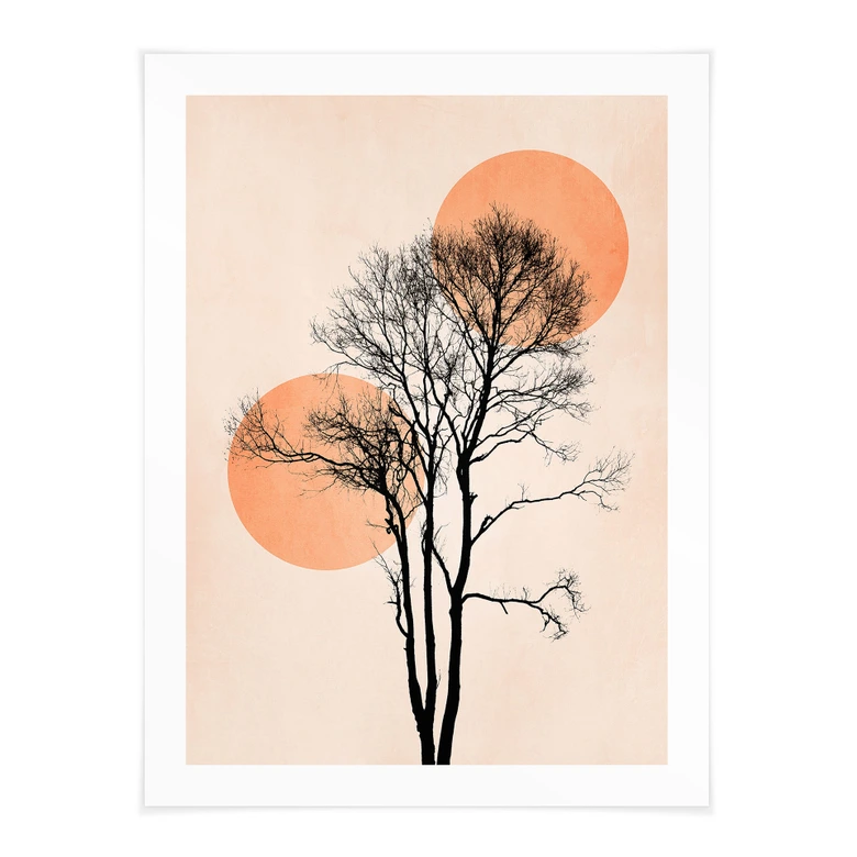 Plakat Sol og måne i orange - Kubistika 